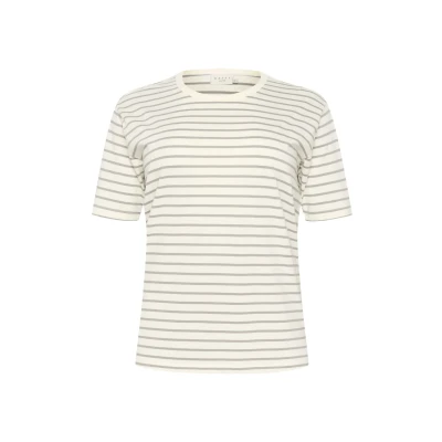Abbildung von Kaffe Curve Winni 1/2 Sleeve Tshirt print, Damen, Größe: 50/52, Ant white steeple gray stripe