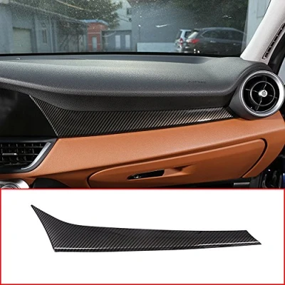 Abbildung von Kohlefaser Stil für Giulia 2017 2018 2019 ABS Kunststoff Co Pilot Dekoration Abdeckung Panel Trim Linkshänder Fahrer