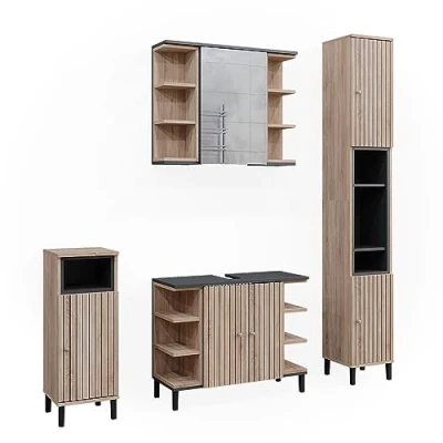 Abbildung von Vicco Badmöbel Set Aquis, Sonoma/Anthrazit, 4 Teile, (4 St., er Set)