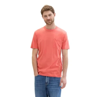 Abbildung von TOM TAILOR Herren Basic T Shirt mit Brusttasche, flamingo flower, XL