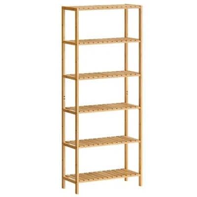 Abbildung von SONGMICS Badezimmerregal, Badregal, Küchenregal, Schuhregal mit 6 Ebenen, Standregal aus Bambus, 26 x 60 160,9 cm, für Bad, Wohnzimmer, Flur, Küche, naturbeige BCB036Y01
