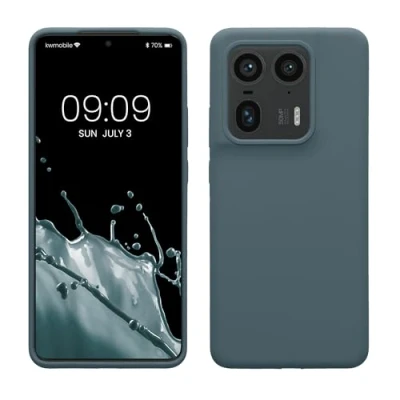 Abbildung von kwmobile Hülle kompatibel mit Motorola Edge 50 Ultra Silikon Handy Case Handyhülle weiche Oberfläche kabelloses Laden Dunkler Schiefer