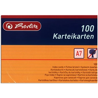 Abbildung von Herlitz 1150507 Karteikarten, A5, Weiß, Orange, A7 / 200 Karten, 100 Stück