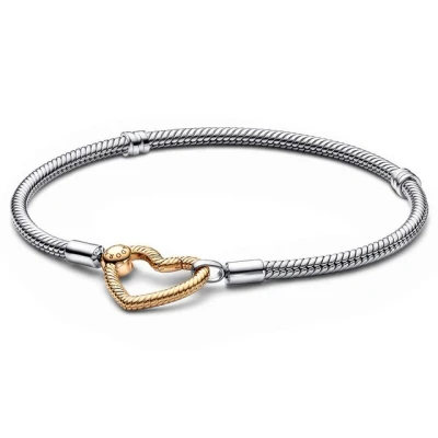 Abbildung von Pandora Heart Closure Armband, Damen, Größe: 19, Sterling silver and gold plated