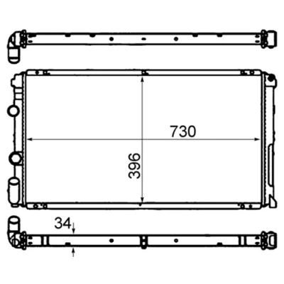 Abbildung von MAHLE ORIGINAL CR 204 000S Kühler, Motorkühlung für Fahrzeuge mit Klimaanlage 730 396 34 Kühlrippen gelötet RENAULT: MASTER 2 Kasten, Bus