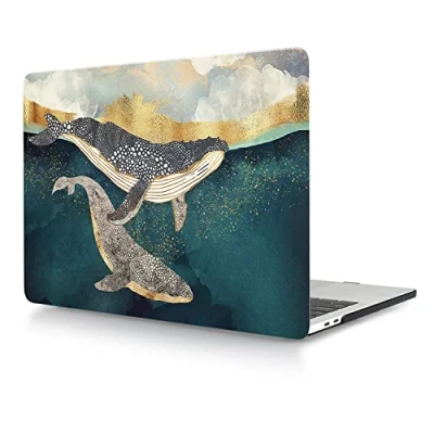 Abbildung von Hülle Kompatibel mit Neues MacBook Air 13 Zoll 2020 2019 2018 Freisetzung A1932 A2179 A2337 M1 Retina Display and Touch ID, Plastik Schützend Hartschale Snap Case, Delfine