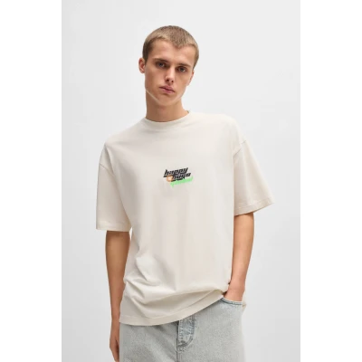 Abbildung von HUGO Tshirt print, Herren, Größe: Large, Open white one