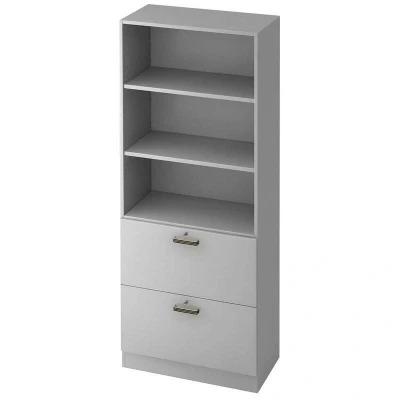 Abbildung von mcbuero.de Regal 5 OH 80x42x200,4cm 2HR Sockelblende Griff SG Grau/Gra
