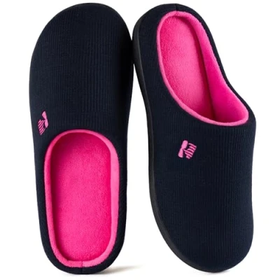 Abbildung von RockDove Damen Original Zweifarbige Hausschuhe mit Rückstellschaum, 40/41 EU, Dunkles Marineblau und Fuchsia