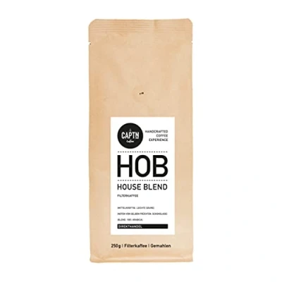Abbildung von CAPTN Coffee HOUSE BLEND Filterkaffee gemahlen 100% Arabica Single Origin 250 G Direkt Gehandelt Schonend Trommelgeröstet Handverpackt