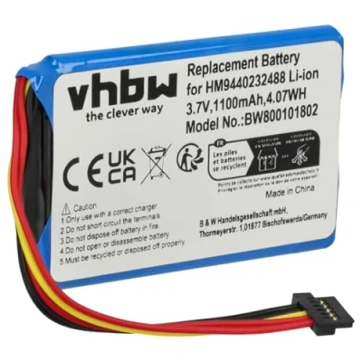Abbildung von vhbw 1x Akku kompatibel mit Tomtom Go 540 Live, 540, 940 GPS Navigation Navi (1100 mAh, 3,7 V, Li Ion)