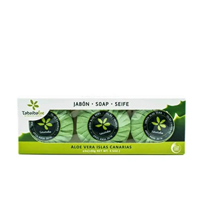 Abbildung von Geschenkset mit drei Tabletten kanarischer Aloe Vera Seife 3X100gr Tabaibaloe