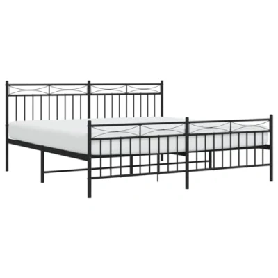 Abbildung von vidaXL Bettgestell, Bettrahmen mit Kopfteil Fußteil, Metallbett Bett Lattenrost, Doppelbett Gästebett Schlafzimmer, Metall Schwarz 180x200cm
