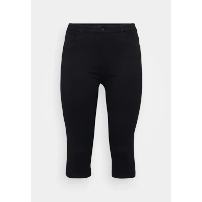 Abbildung von ONLY Carmakoma Damen Caraugusta Hw Skinny Dnm Knickers Sort Jeansshorts, Schwarz, 46 Große Größen EU