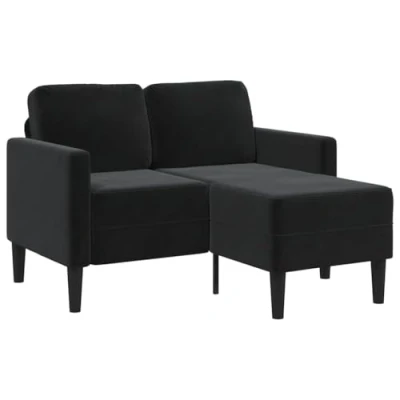 Abbildung von vidaXL 2 Sitzer Sofa mit Chaiselongue L Form Schwarz 125 cm Samt, für Schlafzimmer