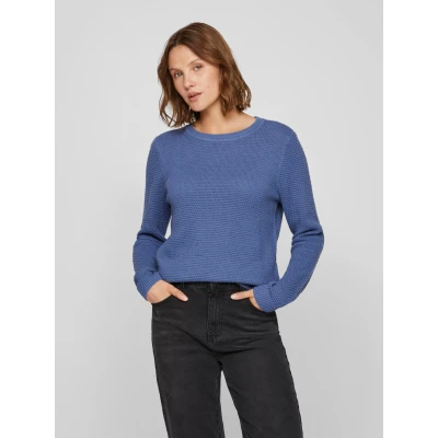 Abbildung von VILA Oneck Strickpullover, Damen, Größe: Medium, Bijou blue