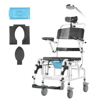 Abbildung von VEVOR Toilettenstuhl Duschrollstuhl Toilettenrollstuhl 136kg 1085x550x1315mm
