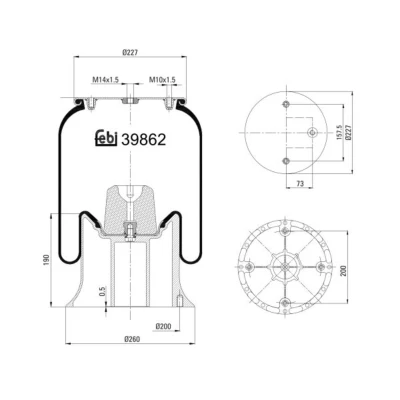 Abbildung von FEBI BILSTEIN 39862 Federbalg, Luftfederung SCANIA: P,G,R,T series