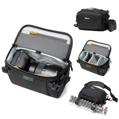Abbildung von Lowepro ProTactic Lite SLX 110 AW III Kamera Umhängetasche, Profi Kamera, Regenhaube, leichte Crossbody für Fotografen, Videografen, Volumen 4 l, DSLR/spiegellose Kameras
