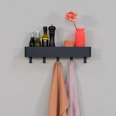 Abbildung von Spinder Design Garderobenhaken &quot;Multi 5&quot;, (1 St.), 2 in 1 Wandregal + Garderobe