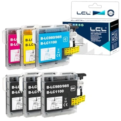 Abbildung von LCL Kompatibel Tintenpatrone LC985 LC985BK LC985C LC985M LC985Y (3Schwarz 1Cyan 1Magenta 1Gelb) Ersatz für Brother MFC 495CW J410W DCP J125 J315W J515W J140W J265W J410 J415W J220