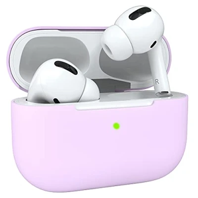 Abbildung von EAZY Case Schutzhülle für AirPods Pro Hülle Violett Silikon Stoßfest mit Deckel Schutz Antikratz Etui Cover rutschfeste Silikonhülle Airpod 1. Generation Silikoncase in Lila