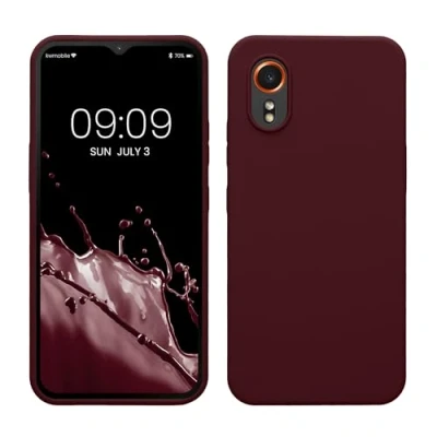 Abbildung von kwmobile Hülle kompatibel mit Samsung Galaxy Xcover7 Silikon Handy Case Handyhülle weiche Oberfläche kabelloses Laden Bordeaux Violett