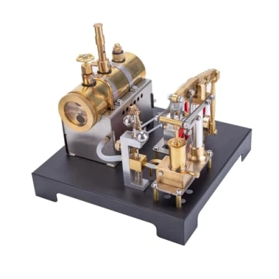 Abbildung von KAROON Dampfmaschinen Modell, Vollmetallträger Dampfmaschinenmodell Und Liegender Kessel mit Zentrifugalregulator DIY Bausatz (84PCS)