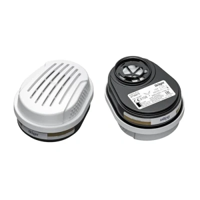 Abbildung von Dräger X plore Bajonett Kombinations Filter A2 P3 für Gase und Partikel 1 Paar Ersatzfilter Voll Halbmasken 3300, 3500 5500