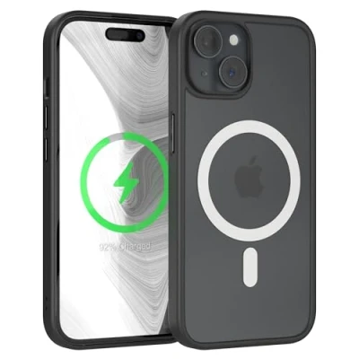 Abbildung von EAZY CASE Ultra Schutz Outdoor Hülle kompatibel mit iPhone 15 Qi Charging, hochwertige Schutzhülle Aufprallschutz, Stoßfest, Kratzfest, Handyhülle Kameraschutz, Schwarz