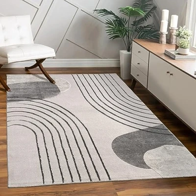 Abbildung von Paco Home Teppich &quot;Tuana 216&quot;, rechteckig, Kurzflor, modernes Design, Regenbogen, Hoch Tief Struktur, Scandi Look