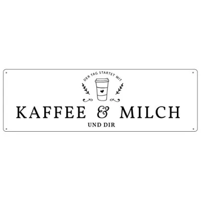 Abbildung von Interluxe METALLSCHILD Blechschild DER Tag STARTET MIT Kaffee &amp; Milch UND DIR Küche Barista Kaffeeliebhaber