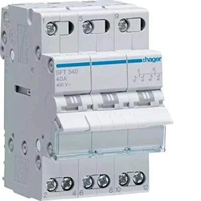 Abbildung von Hager SFT340 Switch Modular 3 polig 40 A COMUN oben i 0 ii