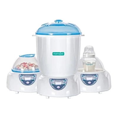 Abbildung von Mamajoo Babyflaschenwärmer mit Vaporisator Funktion, 5in1 Sterilisator für Babyflaschen, Flaschen und Trockner Baby, Dampfsterilisator zur hygienischen Reinigung, Dampfgarer, Babykost