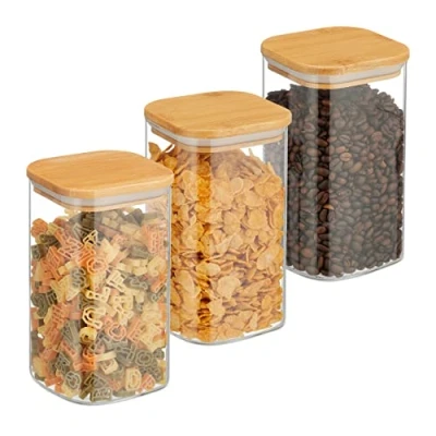Abbildung von relaxdays Vorratsglas 3er Set Vorratsgläser mit Deckel 1200 ml, Glas