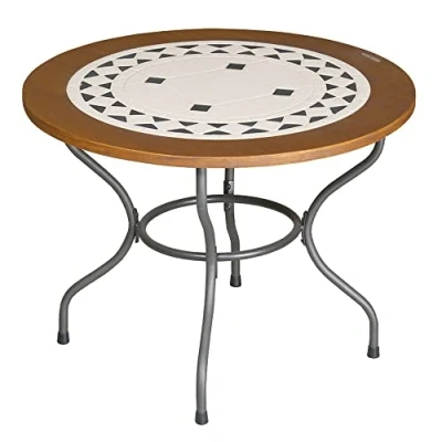 Abbildung von PATIO Mosaiktisch Como 100 cm Gartentisch Steintisch Kleiner Terrassentisch Balkontisch rund Metall Beistelltisch Kaffeetisch Esstisch