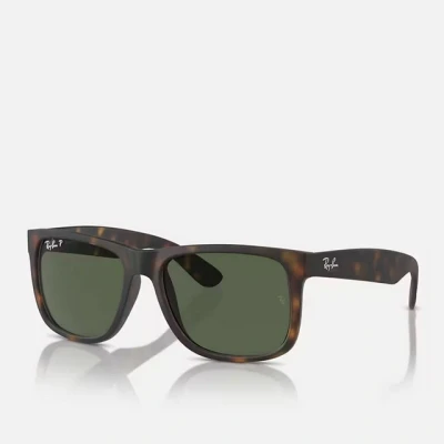 Abbildung von Ray Ban Herren RB4165 JUSTIN 865/9A Gläser SONNENBRILLEN Nylon Schildkröte Grün Quadratisch Polarisiert