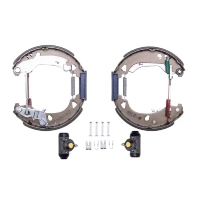 Abbildung von HELLA Shoe Kit Pro 8DB 355 004 311 Bremsensatz, Trommelbremse mit Radbremszylinder, Stellelement Handbremshebel FIAT: Punto I Cabrio