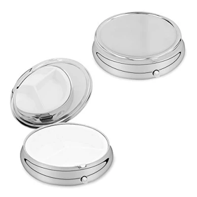 Abbildung von kwmobile Pillendose 2x Edelstahl mit 3 Fächern 5,2 x 1,7cm runde (1 St), Tablettendose Box