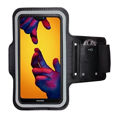 Abbildung von CoverKingz Sportarmband für Huawei P20 Lite Armtasche mit Schlüsselfach Oberarm Halterung Sport Laufarmband Handy Armband Schwarz
