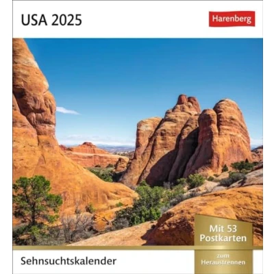Abbildung von USA Sehnsuchtskalender 2025 Wochenkalender mit 53 Postkarten: Wöchentlich Postkarten in einem Kalender. Foto Kalender typisch amerikanischen ... zum Aufhängen (Sehnsuchtskalender Harenberg)