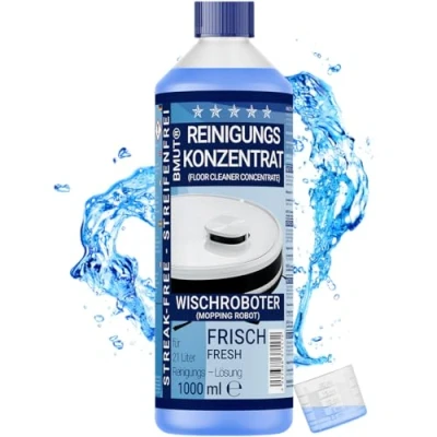 Abbildung von 1x 1000ml Wischroboter Reinigungsmittel Konzentrat extra frischer Duft streifenfrei &amp; schaumarm + Dosierbecher Bodenreiniger u.v.m.