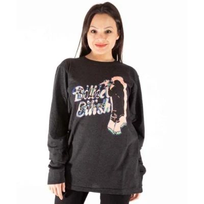 Abbildung von Billie Eilish Unisex Neon Logo Official Charcoal Grey Long Sleeve T Shirt, grau, S