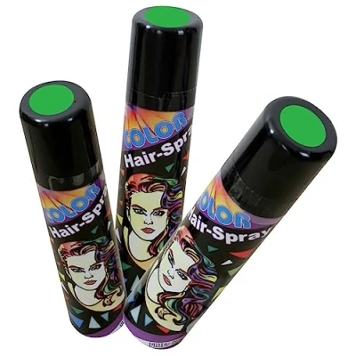 Abbildung von 3er Sparpack: Haarspray grün 3 Dosen zu je 100ml. Colorspray für Karneval, Fasching, Halloween und Party