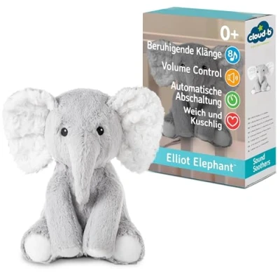 Abbildung von Cloud b Soundmaschine mit weißem Rauschen beruhigenden Geräuschen Kuscheliges Stofftier Einstellbare Einstellungen und automatische Abschaltung Elliot Elephant™