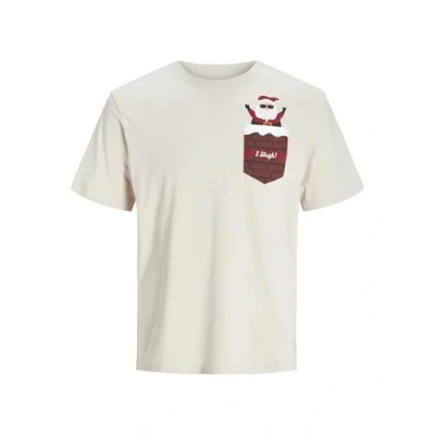 Abbildung von Jack &amp; Jones XMAS Rundhalsausschnitt Tshirt print, Herren, Größe: Large, Moonbeam