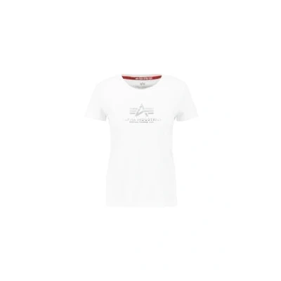 Abbildung von Alpha Industries New Basic T Wmn Foil Print Shirt für Damen, White/Metalsilver, XS