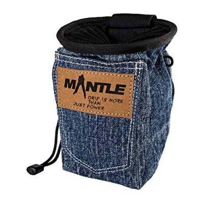 Abbildung von Mantle Chalkbag Kreidebeutel in Jeans dunkel für Kletterkreide zum Bouldern und Klettern