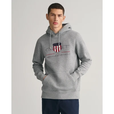 Abbildung von GANT REG Archive Shield Kapuzenpullover, Herren, Größe: Large, Grey melange