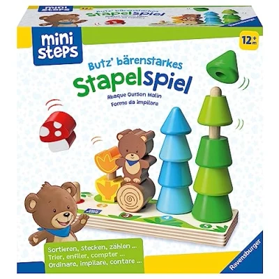 Abbildung von Ravensburger Spiel, Kinderspiel ministeps, Butz‘ bärenstarkes Stapelspiel, Made in Europe, FSC® schützt Wald weltweit